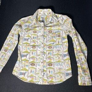 Odille long sleeve button down Farm Fair Carnival Prize graphic fitted top sz 4